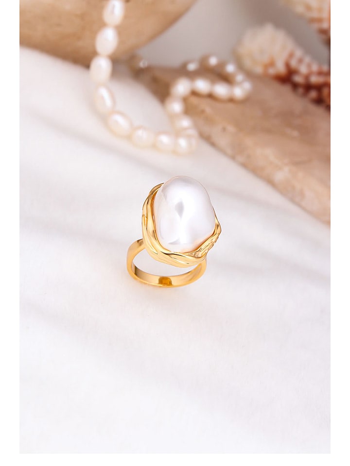 Vergold. Ring mit Perle