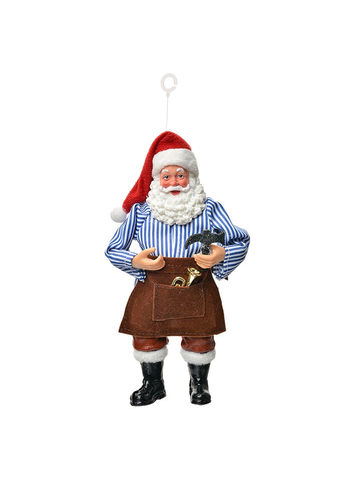 Decohanger "Kerstman" lichtblauw/bruin - (H)17 cm