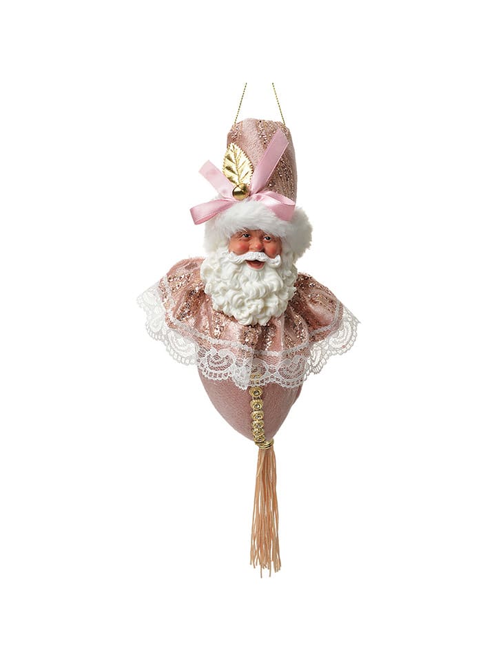 Dekoanhänger "Weihnachtsmann" in Rosa - (L)35 x  Ø 8 cm