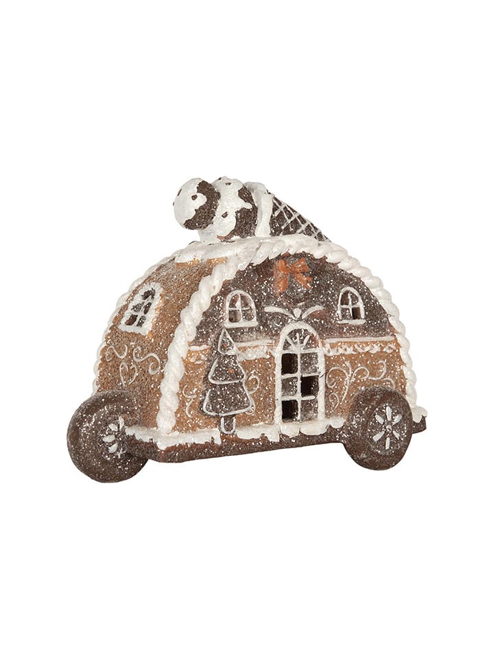 Dekoracyjny domek LED w kolorze jasnobrązowym - 21 x 16 x 11 cm