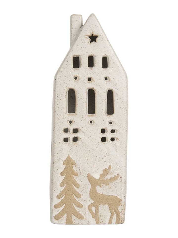 Dekoracyjny domek LED w kolorze kremowym - 9 x 24 x 7 cm