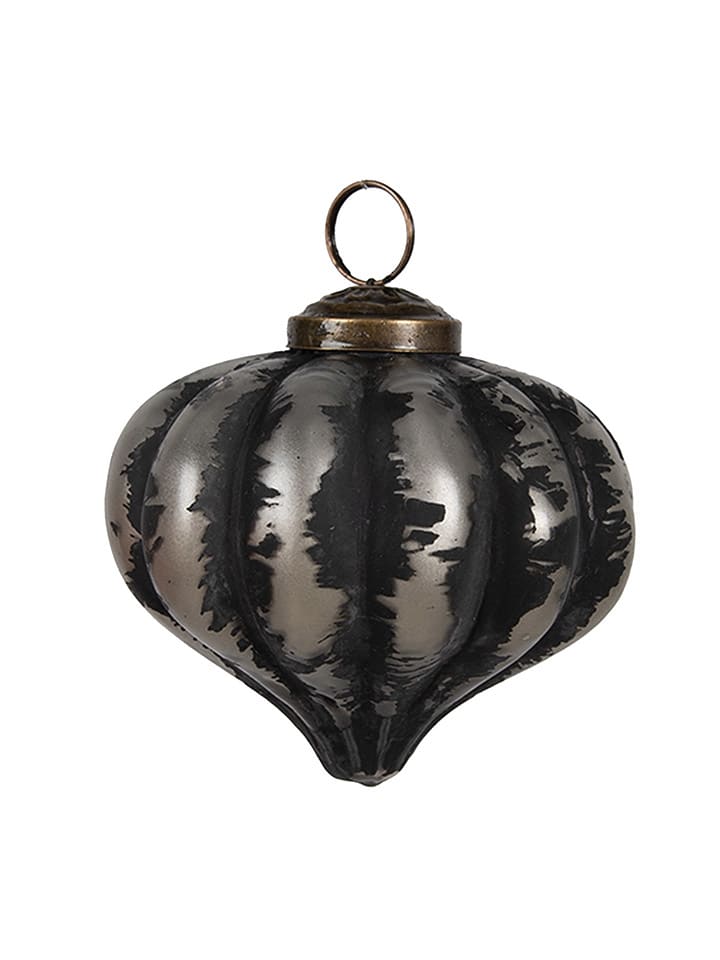 2-delige set: kerstballen zwart/zilverkleurig - Ø 8 cm