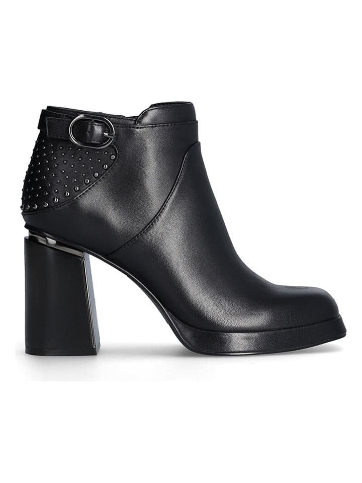 Leder-Stiefeletten in Schwarz
