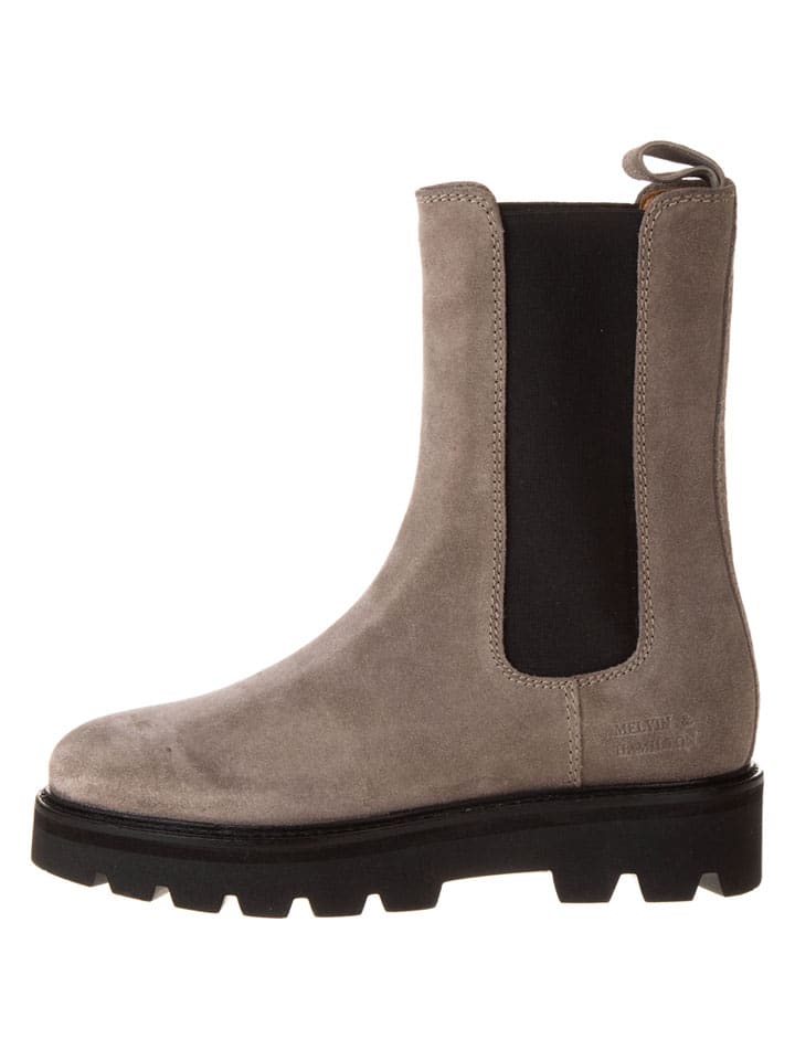 Leren chelseaboots "Leonie" grijs