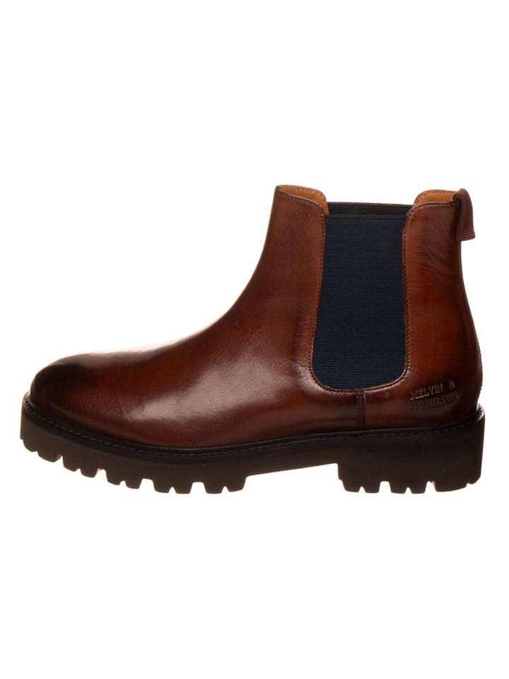 Leder-Chelsea-Boots in Hellbraun