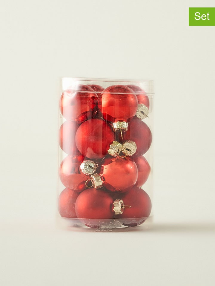 16tlg. Weihnachtskugel-Set in Rot