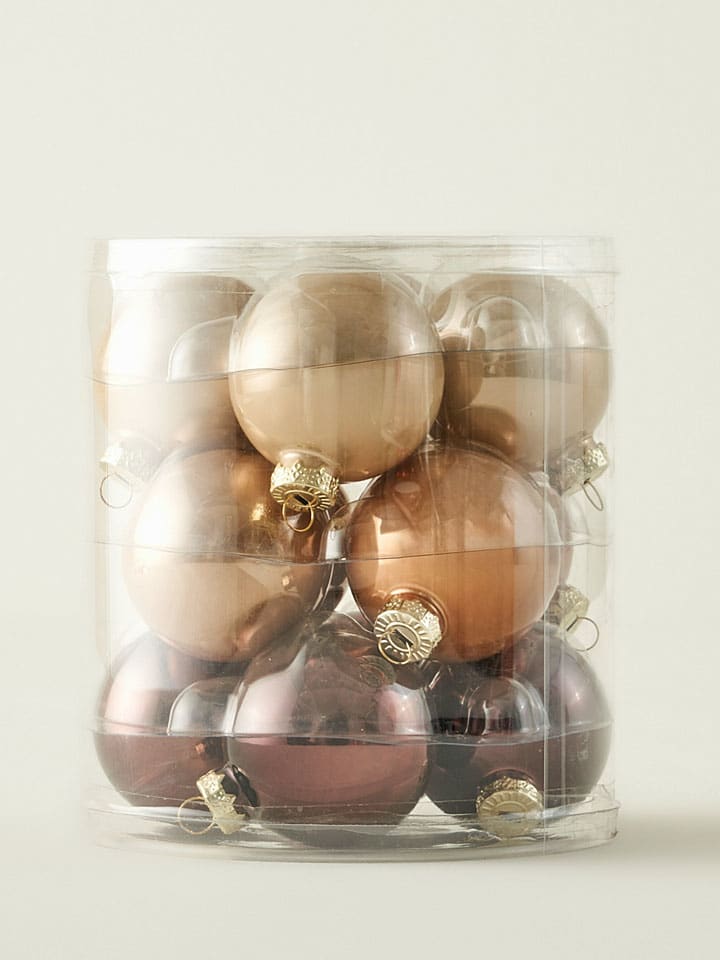 12-delige kerstballenset beige/bruin