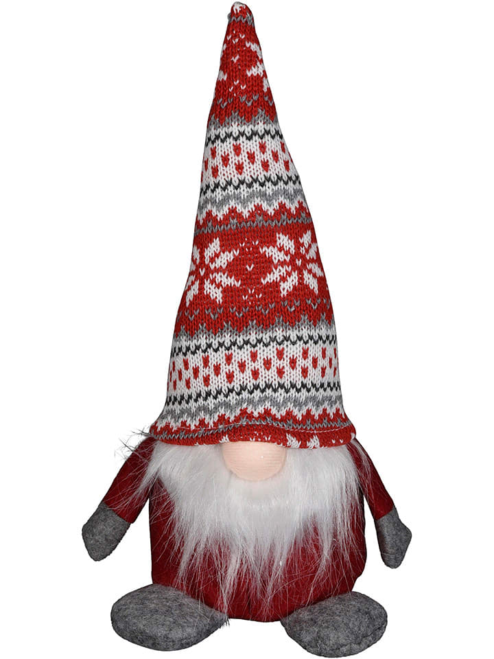 Figurka dekoracyjna "Gnome" w kolorze czerwonym - wys. 26 x Ø 11 cm
