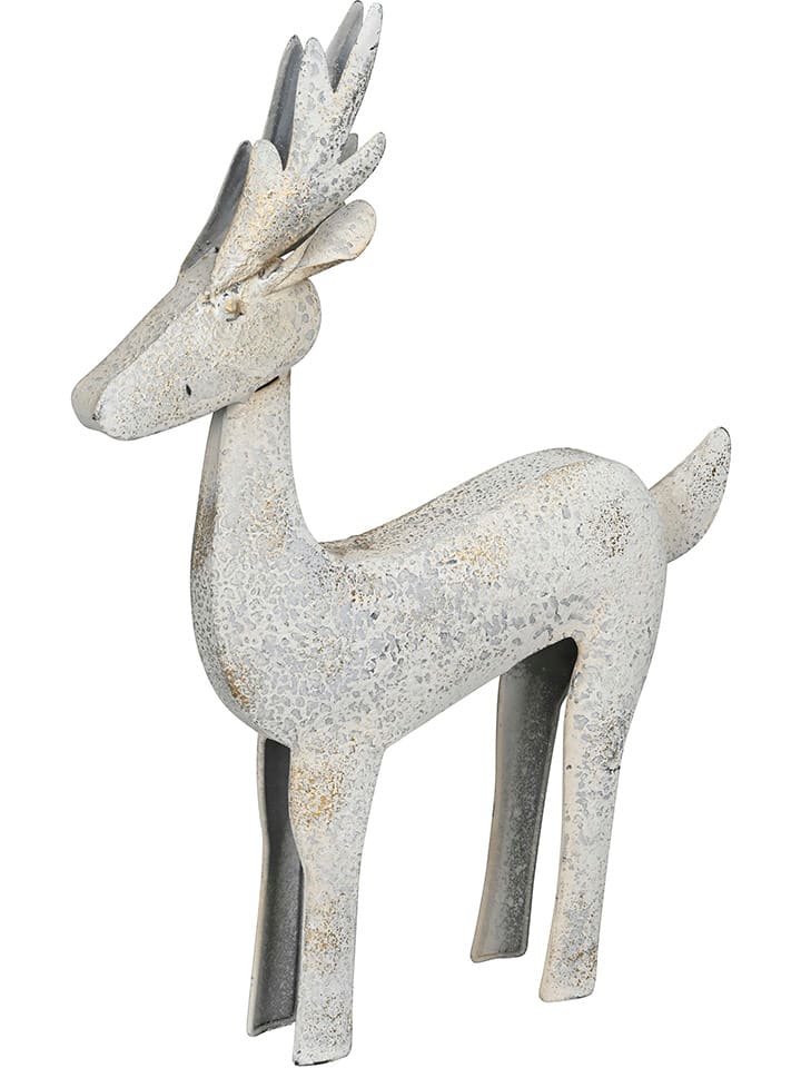 Figurka dekoracyjna "Deer" w kolorze białym - 29,5 x 41 x 6 cm