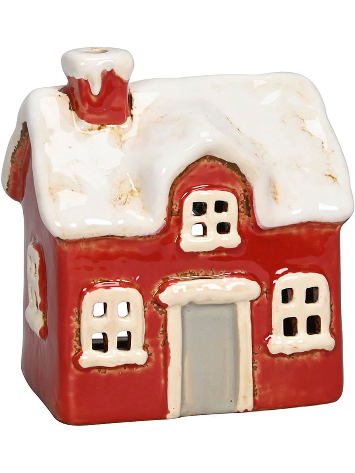 Świecznik "House" w kolorze czerwonym - 11,5 x 13 x 8 cm