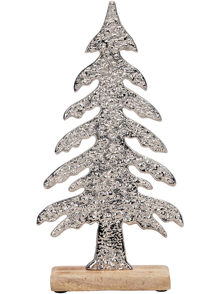 Figurka dekoracyjna "Tree" w kolorze srebrnym - 15,5 x 30,5 x 5 cm