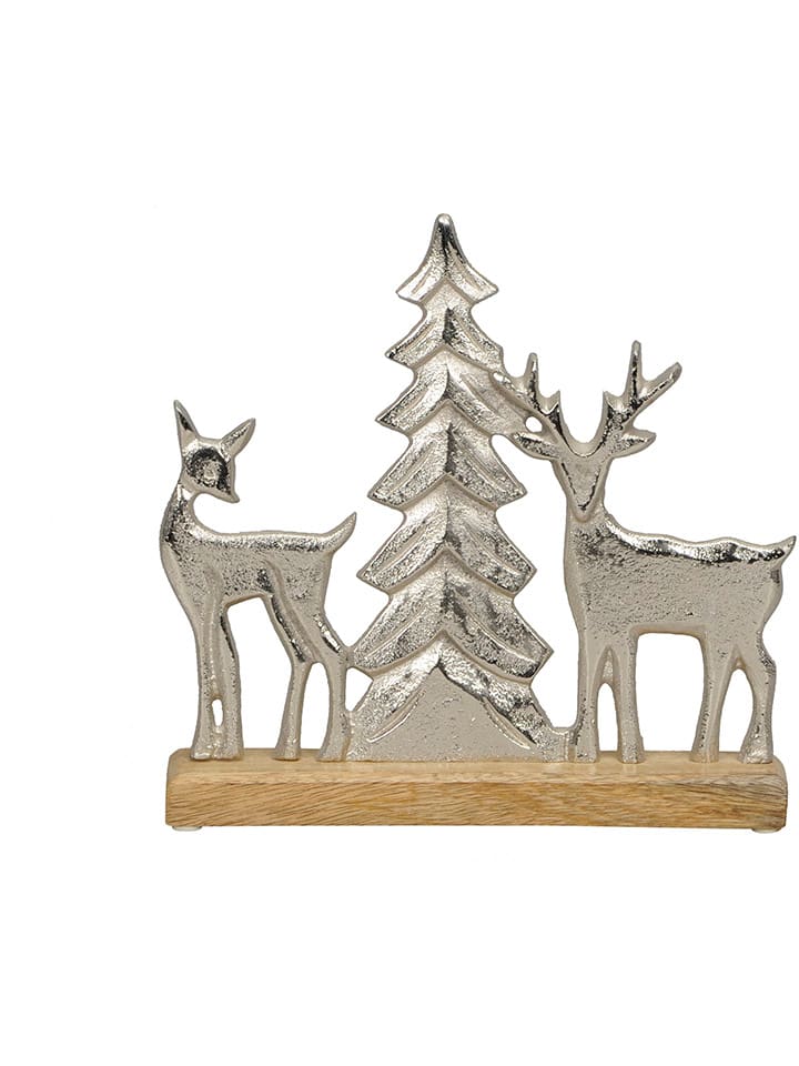 Decofiguur "Herte" zilverkleurig - (B)26 x (H)26 x (D)5 cm