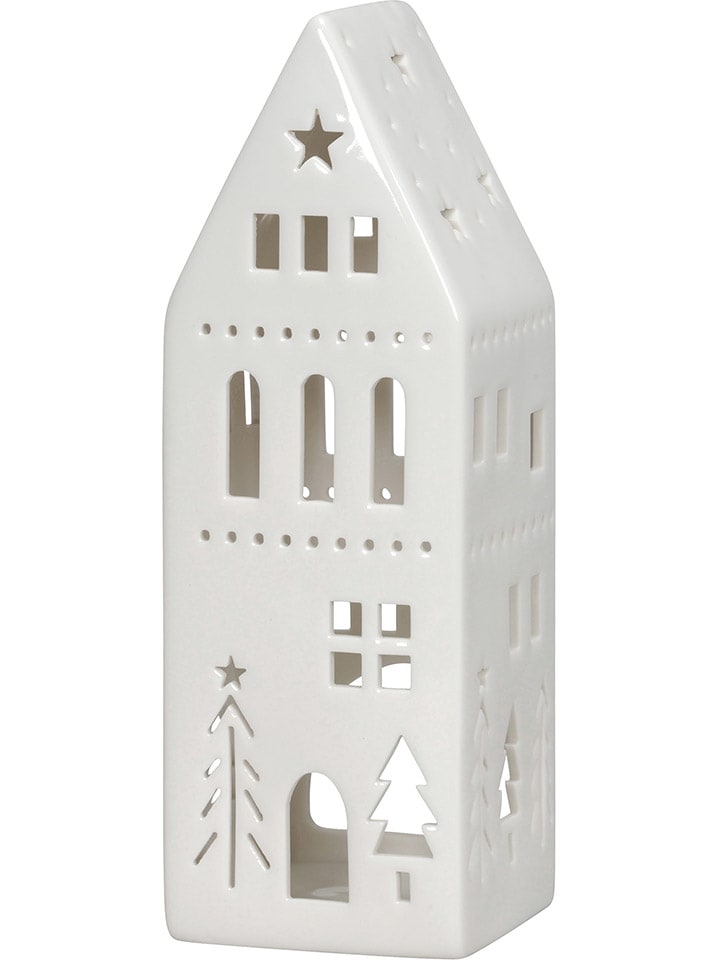 Windlicht "Haus" in Weiß - (B)7,5 x (H)22,5 x (T)7,5 cm
