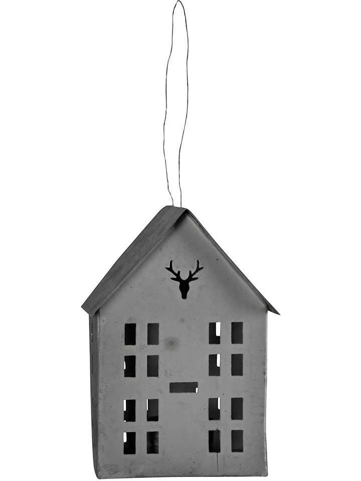 Świecznik "House" w kolorze szarym - 11 x 16 x 8 cm