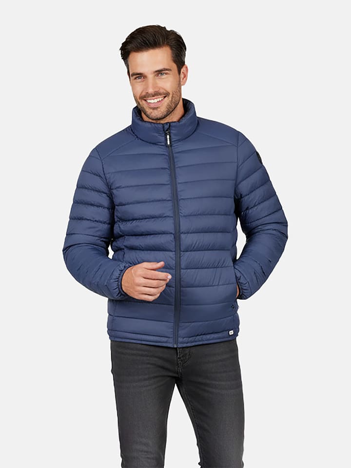 Doorgestikte jas "Statham" donkerblauw