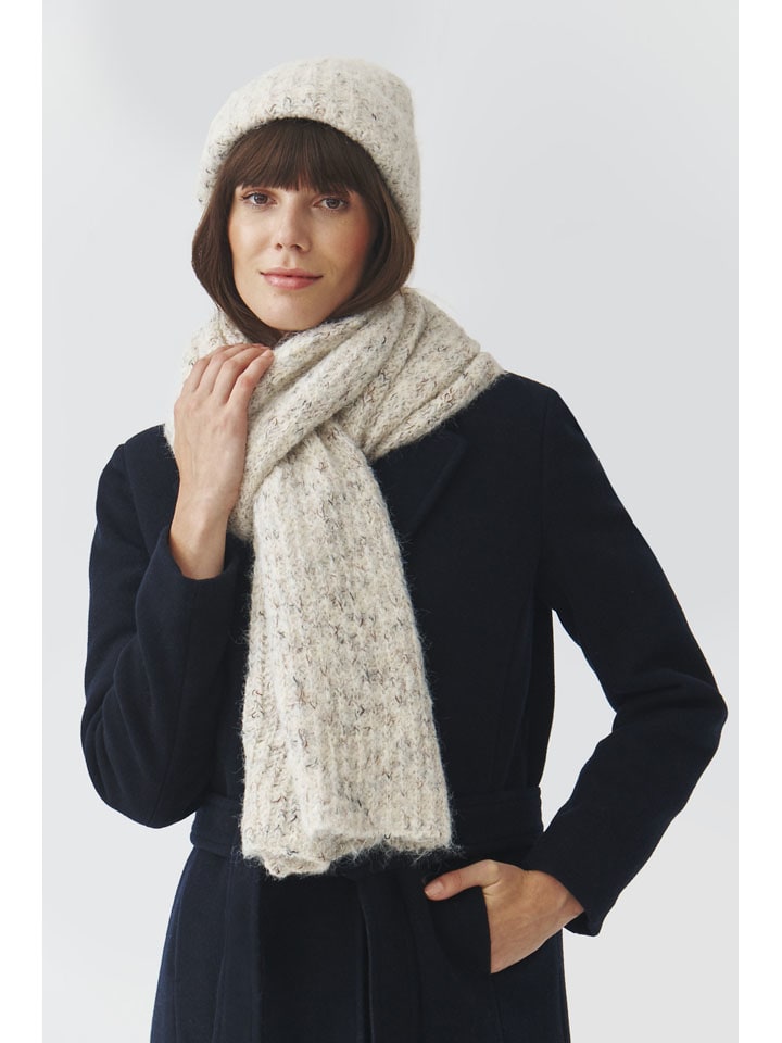Schal "Melis" mit Wollanteil in Creme - (L)195 x (B)32 cm