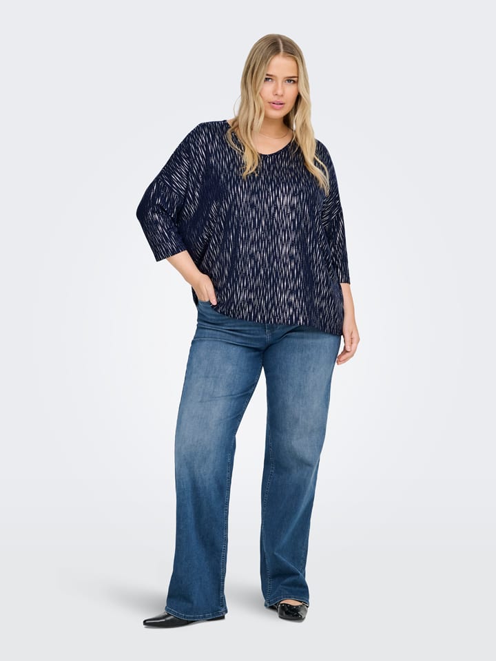 Bluse in Dunkelblau/ Silber
