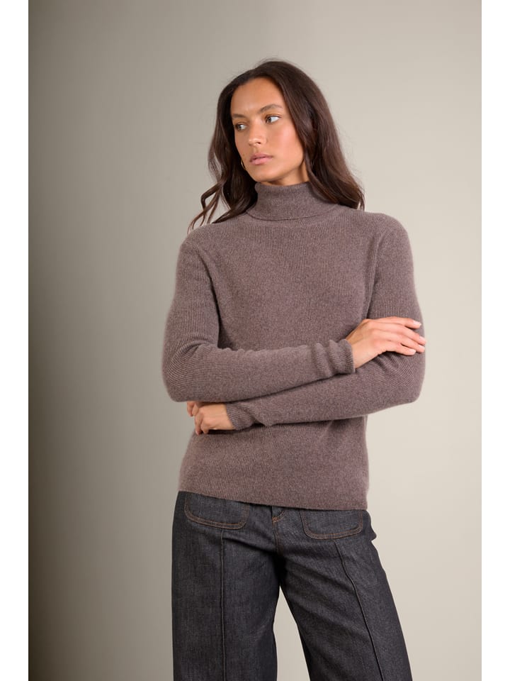 Kaschmir-Rollkragenpullover "Elly" in Taupe