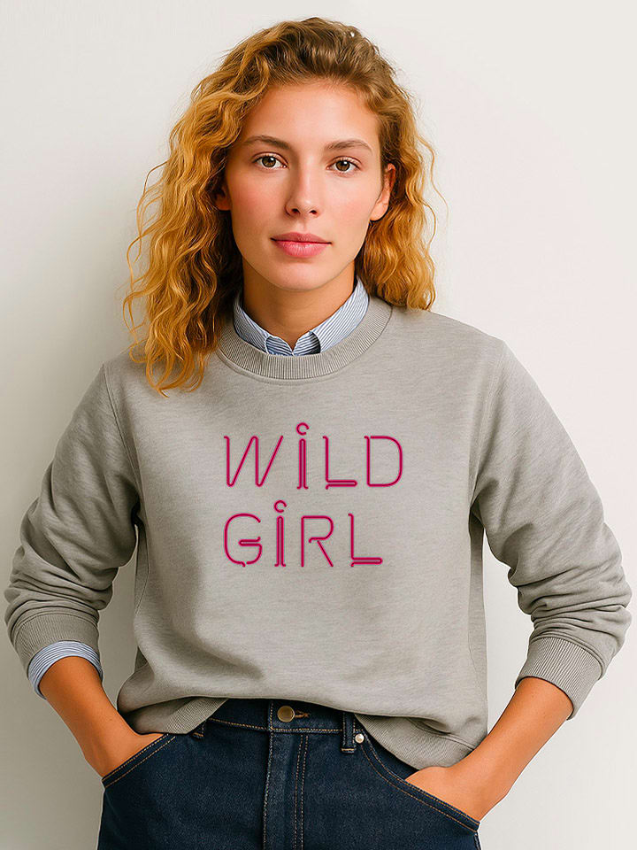 Sweatshirt "Wild girl" in Grau