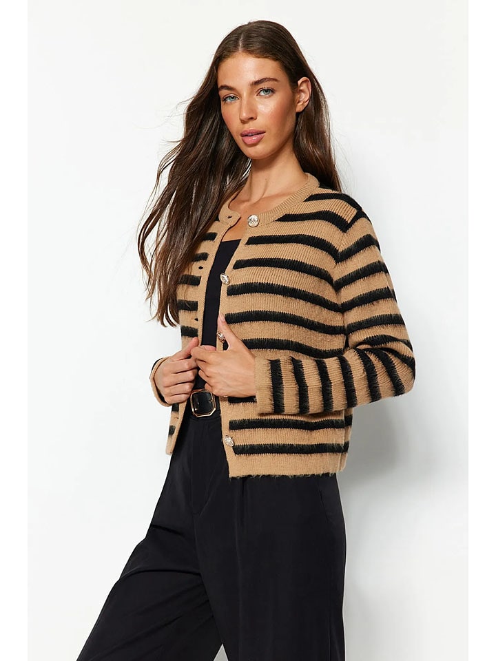 Cardigan in Camel/ Schwarz