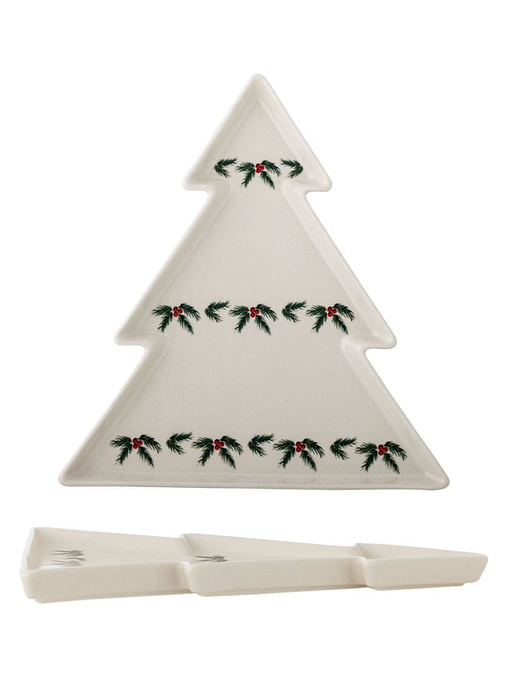 Taca "Berry" w kolorze beżowo-zielonym do serwowania - 24,5 x 26 cm