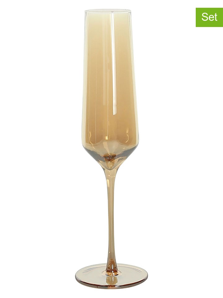 2er-Set: Champagnergläser ''Iride'' in Beige - 230 ml