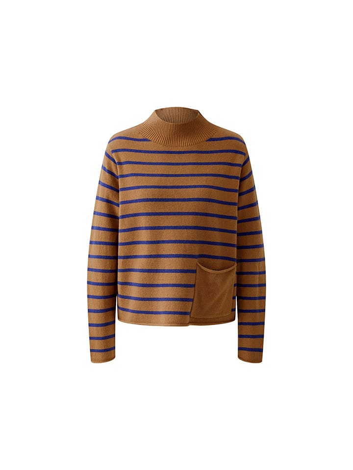 Sweter w kolorze karmelowo-niebieskim