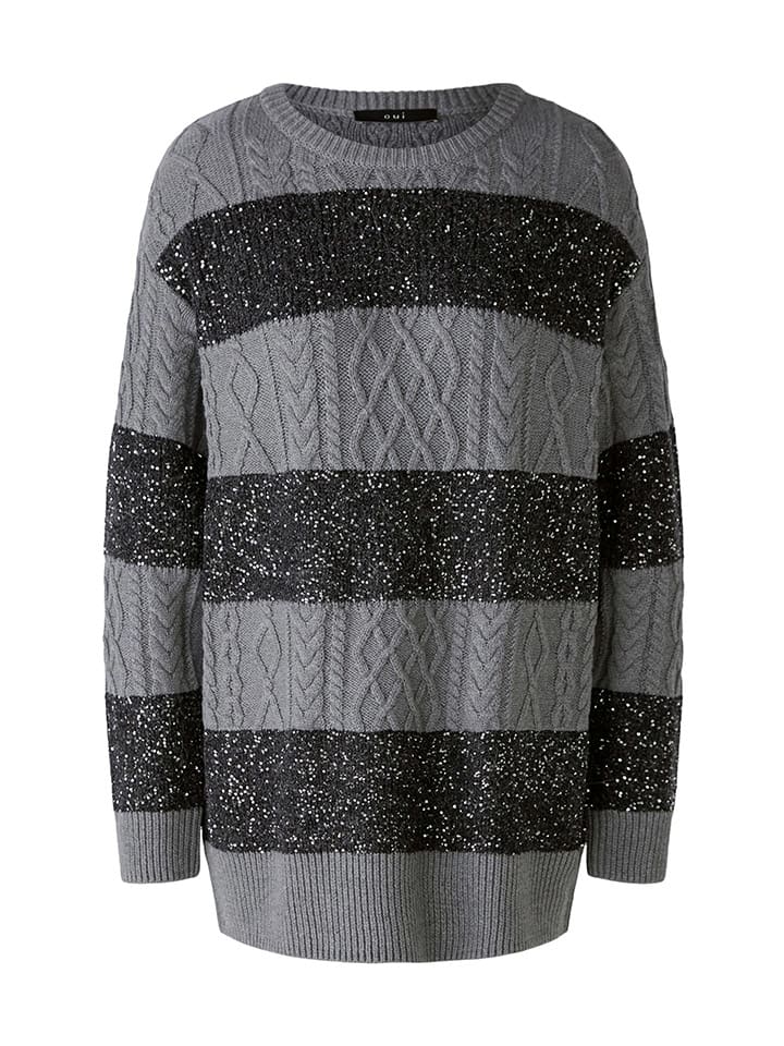 Pullover in Grau/ Silber