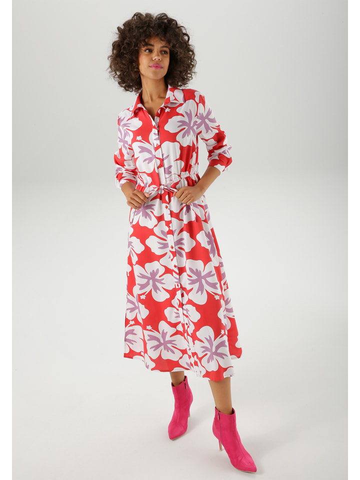Kleid in Rot/ Weiß