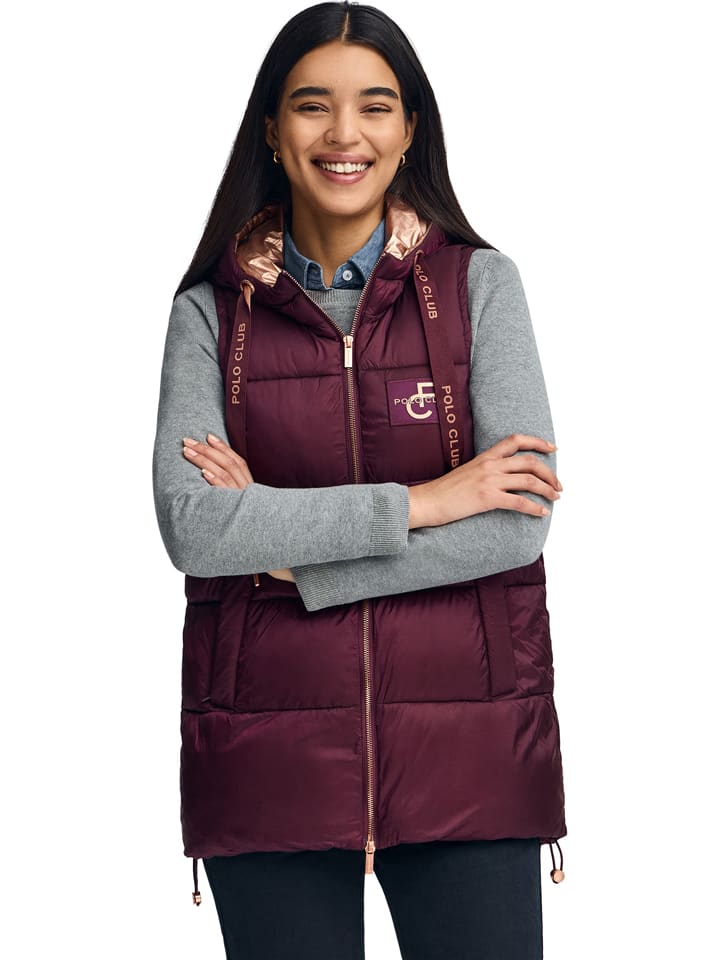 Doorgestikte bodywarmer bordeaux