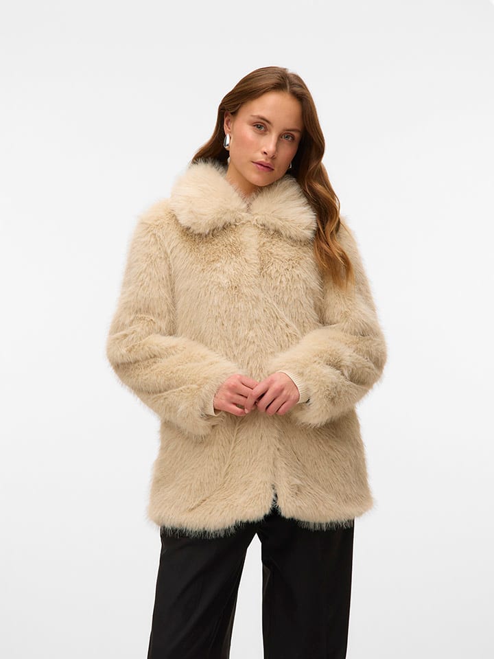 Kunstpelzjacke "VMGLORIA" in Beige