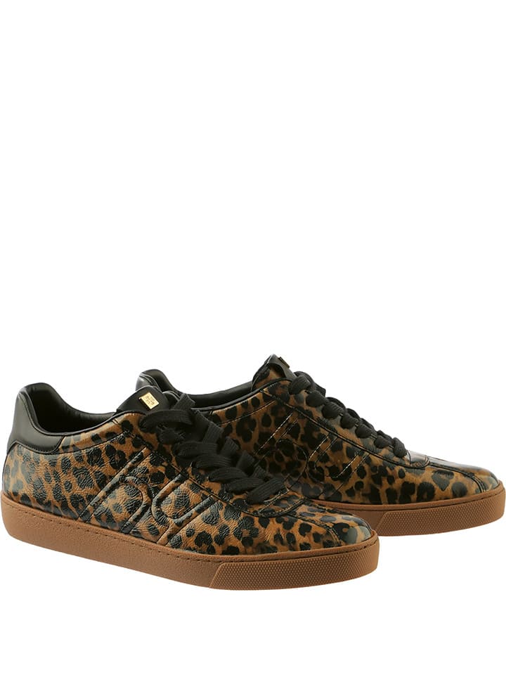 Skórzane sneakersy "Cleo" w kolorze czarno-jasnobrązowym