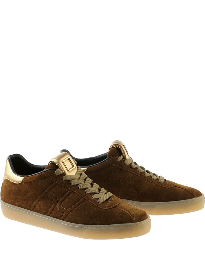 Skórzane sneakersy w kolorze brązowym