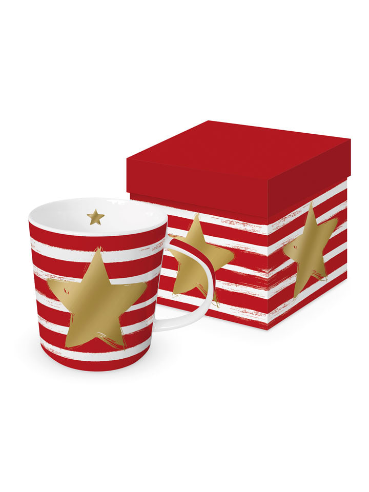 Jumbotasse ''Star & Stripes'' in Rot/ Weiß/ Gold - 400 ml