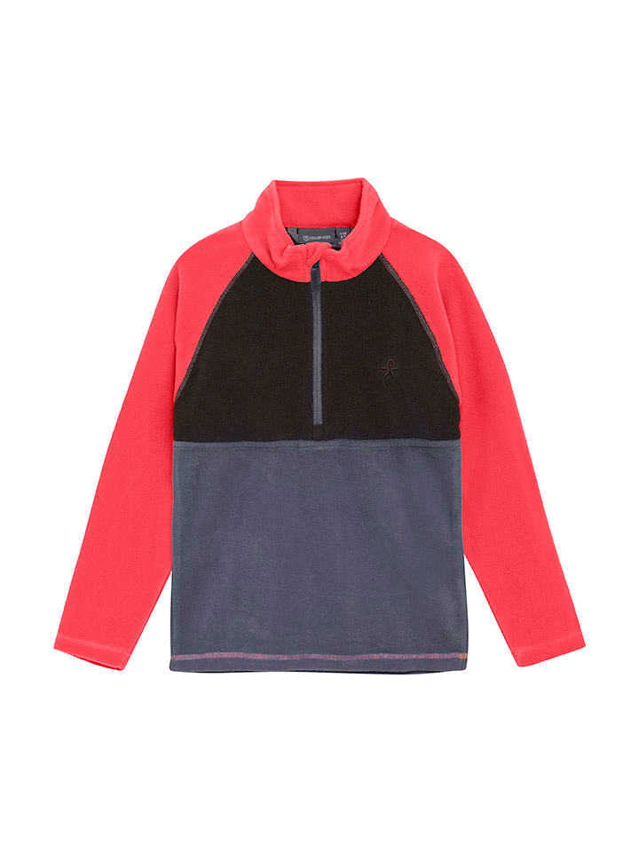 Fleecepullover in Blau/ Schwarz/ Pink