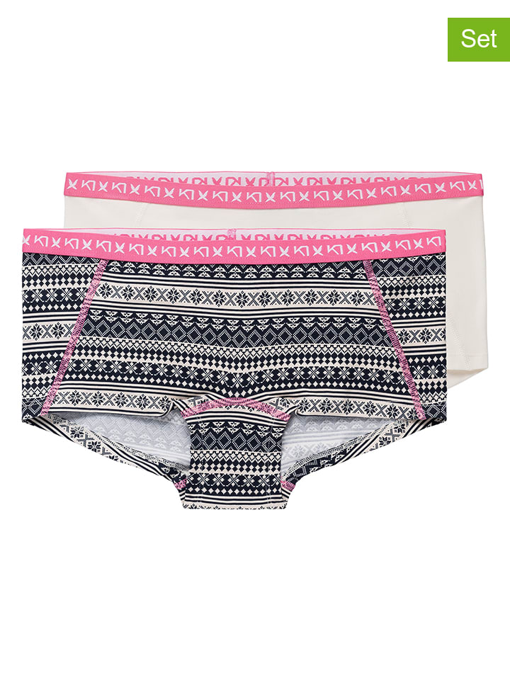 2er-Set: Pantys in Schwarz/ Weiß/ Pink