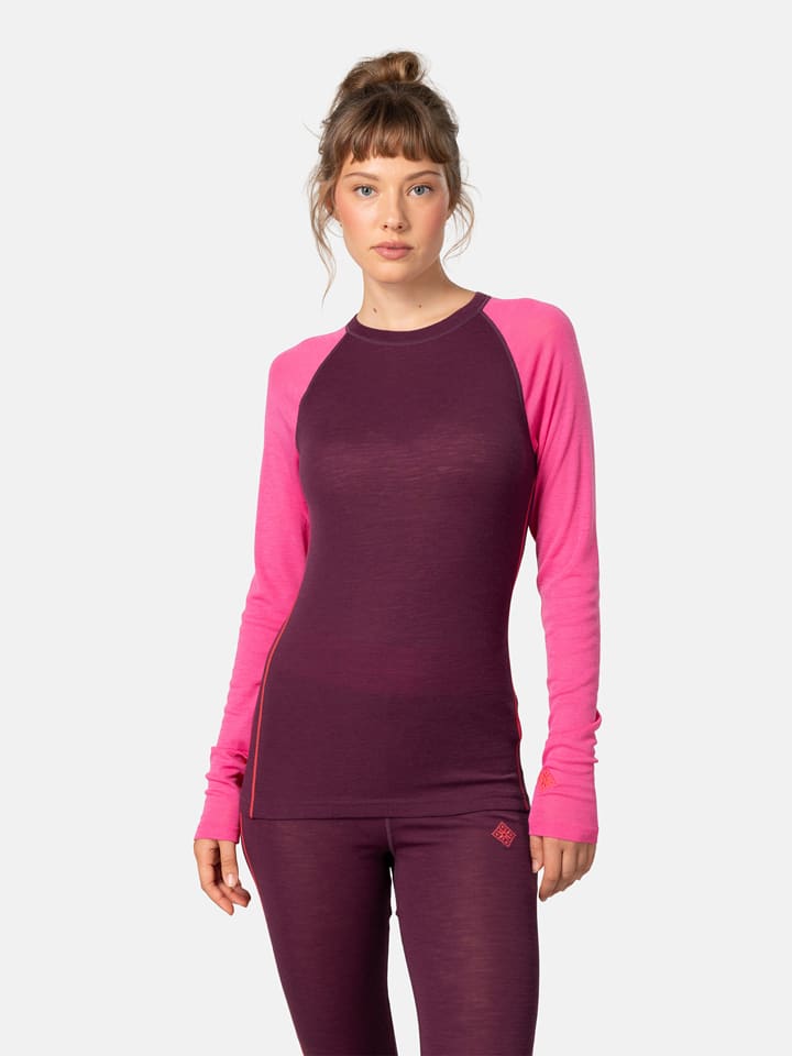 2-delige wollen outfit "Kaia" donkerrood/roze