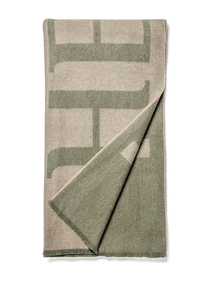 Wełniany szal "Signature" w kolorze khaki - 200 x 55 cm