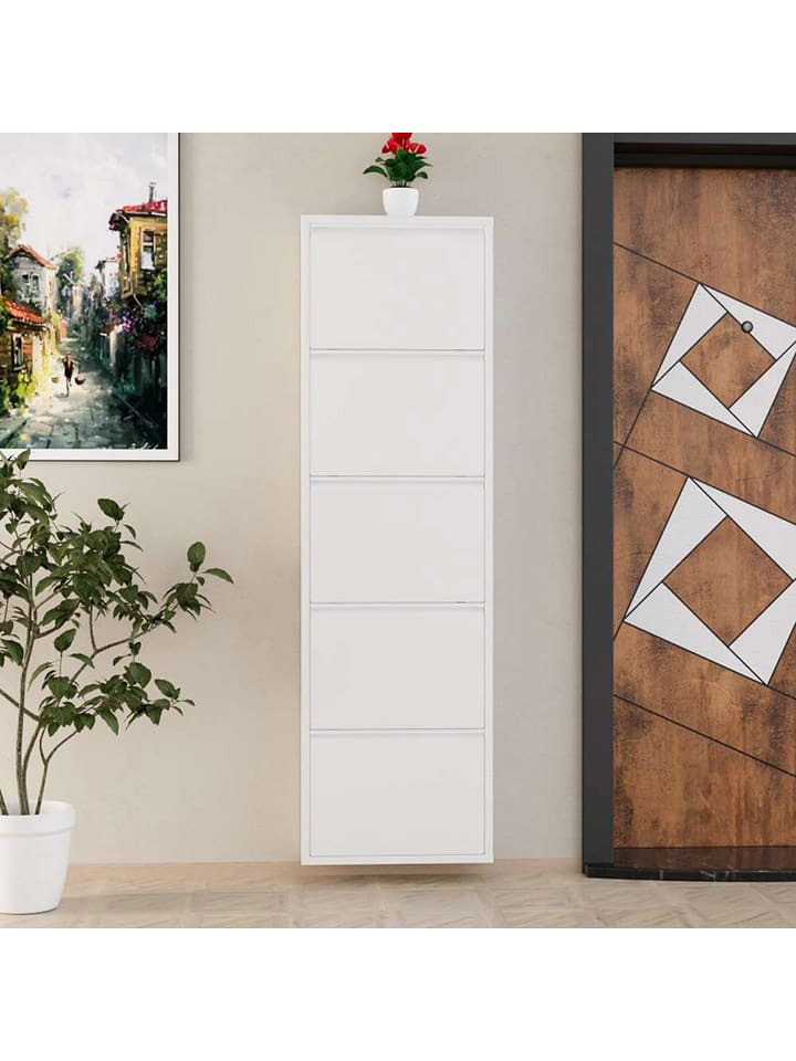 Szafka w kolorze białym na buty - 50 x 169 x 15 cm
