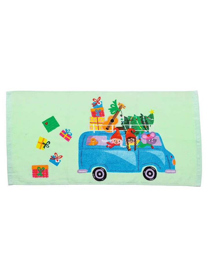 Magische handdoek "Kerstvrienden" groen