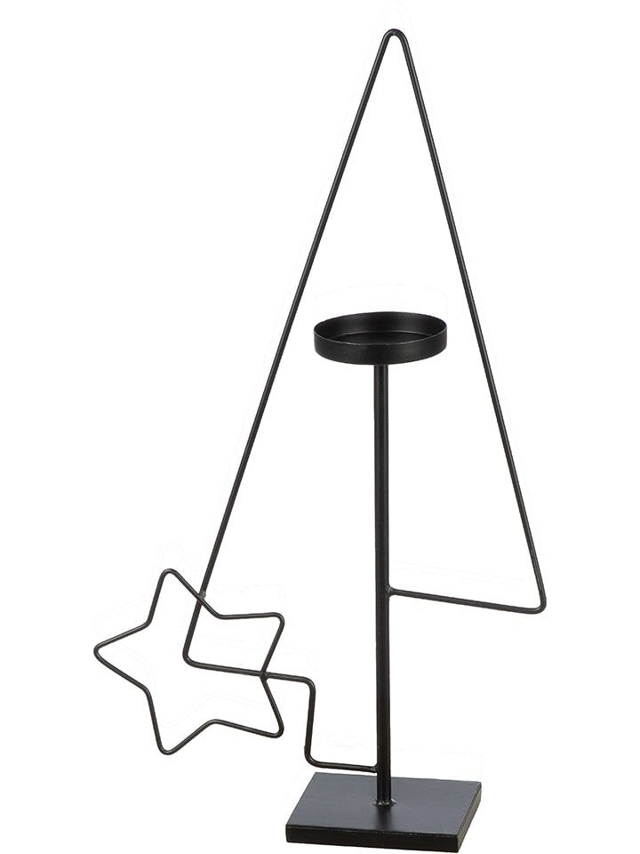 Świecznik "Star in Tree" w kolorze czarnym - 33 x 57 x 10 cm