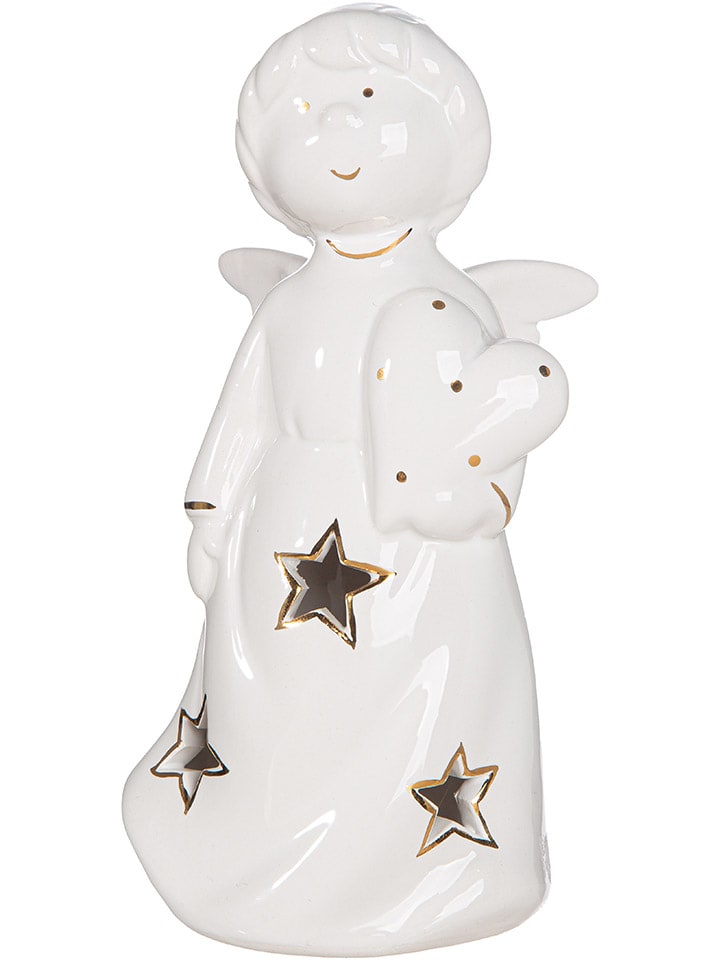 Ledfiguur engel "Emiliel" wit - (B)8,1 x (H)16 x (T)6,5 cm