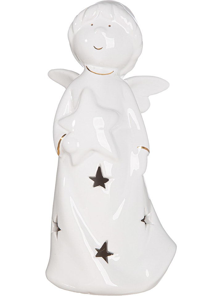 Dekoracyjna lampa LED "Emiliel" w kolorze białym - 9,5 x 20 x 8 cm