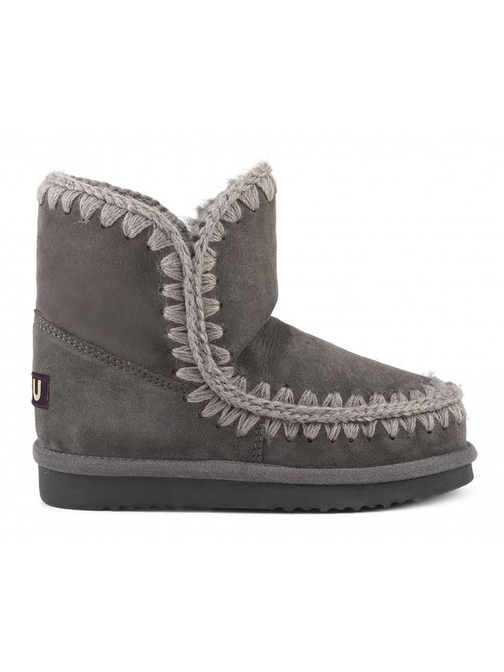 Leder-Winterboots in Grau