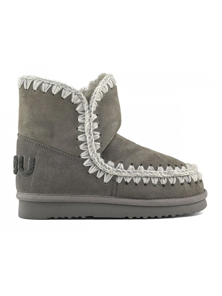 Leder-Winterboots in Grau