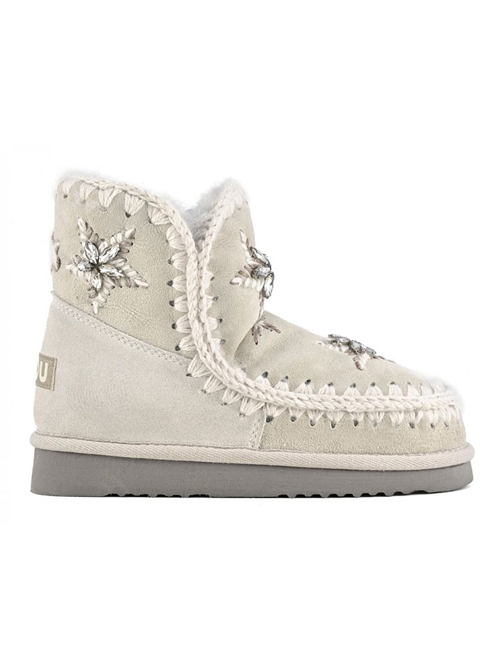Leder-Winterboots in Creme