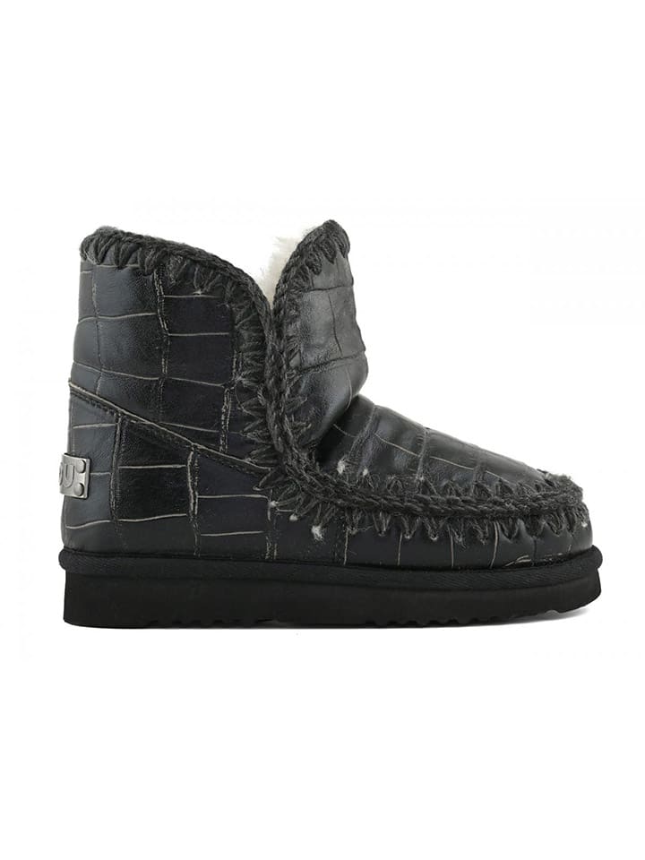 Leder-Winterboots in Schwarz