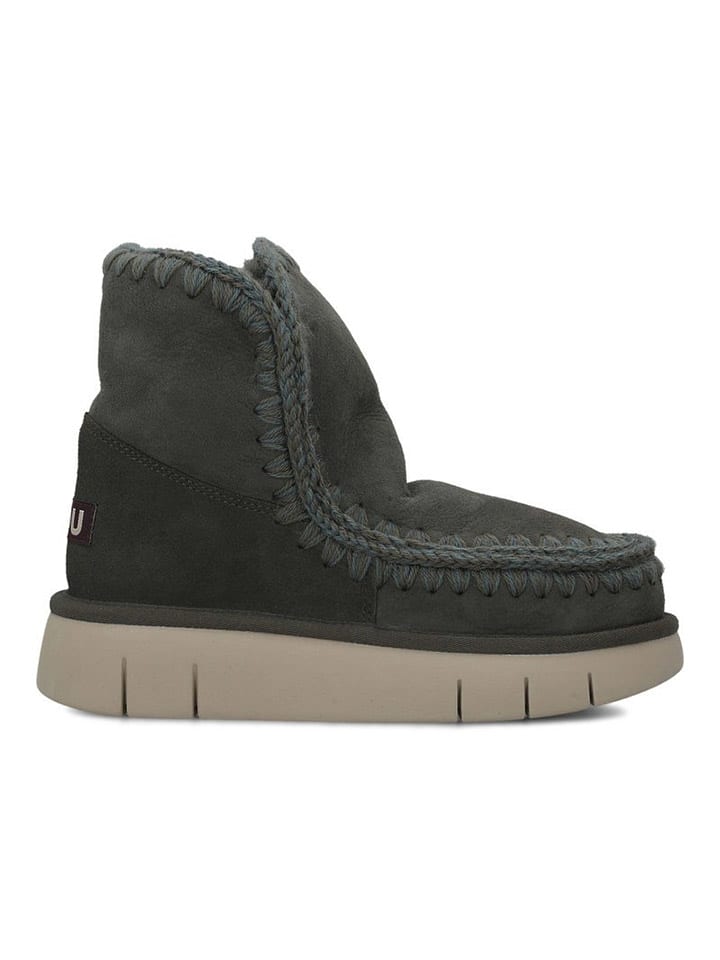 Leder-Winterboots in Khaki