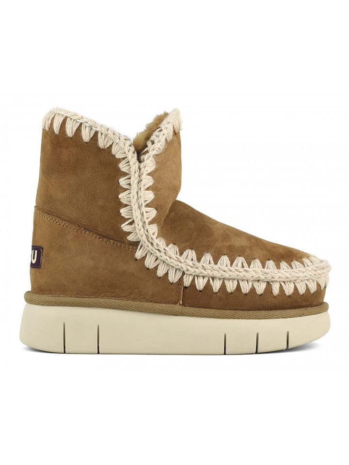 Leder-Winterboots in Hellbraun
