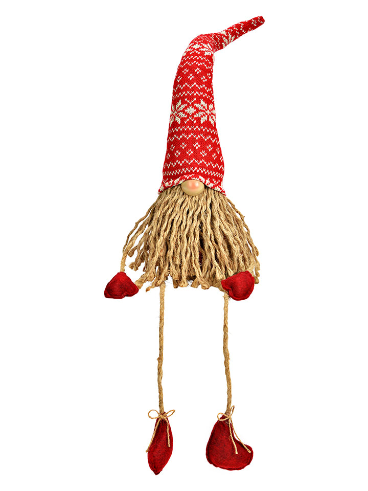 Figurka "Gnome" w kolorze czerwonym do siedzenia na krawędzi - 15 x 70 x 10 cm